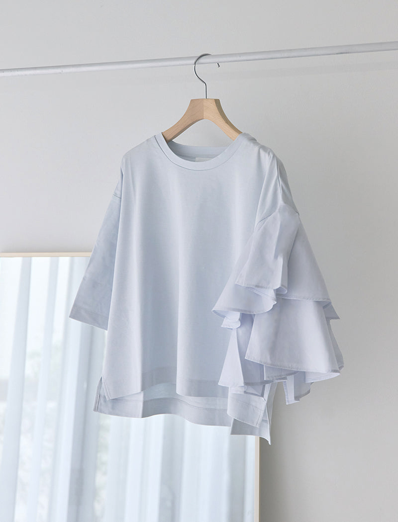 MILANO-RIB JERSEY ASYMMETRIC SLEEVE TEE