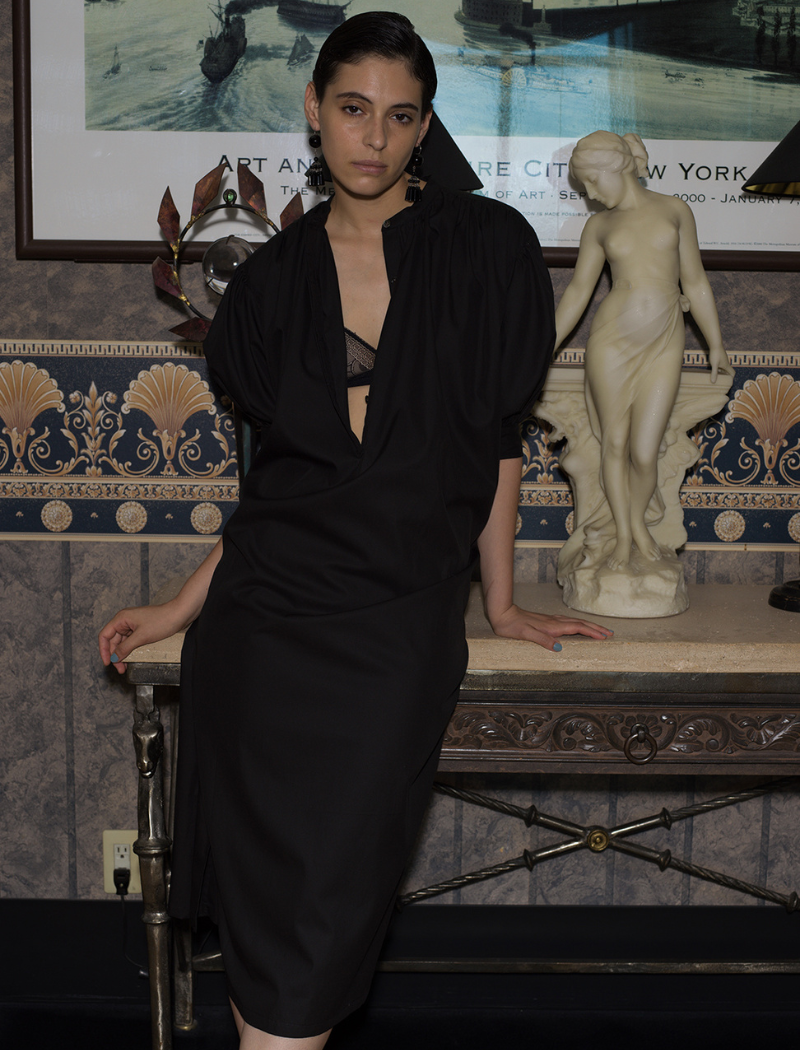 TWILL BAND-COLLAR DRESS