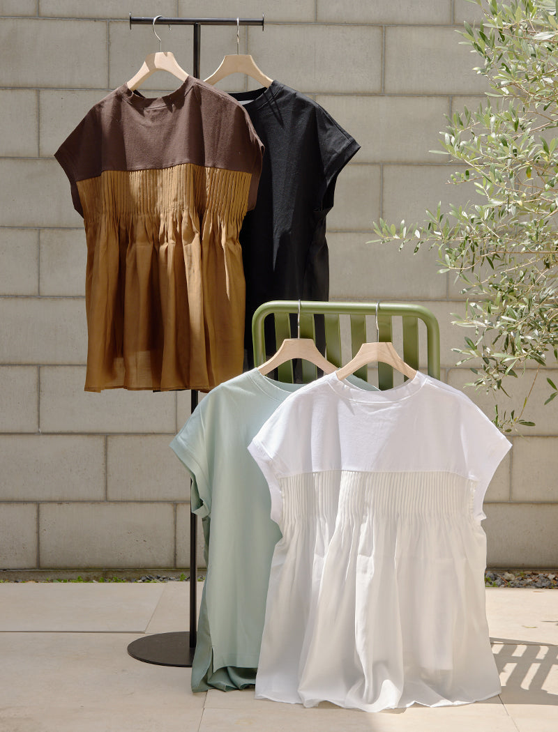 SMOOTH JERSEY PIN-TUCK TEE