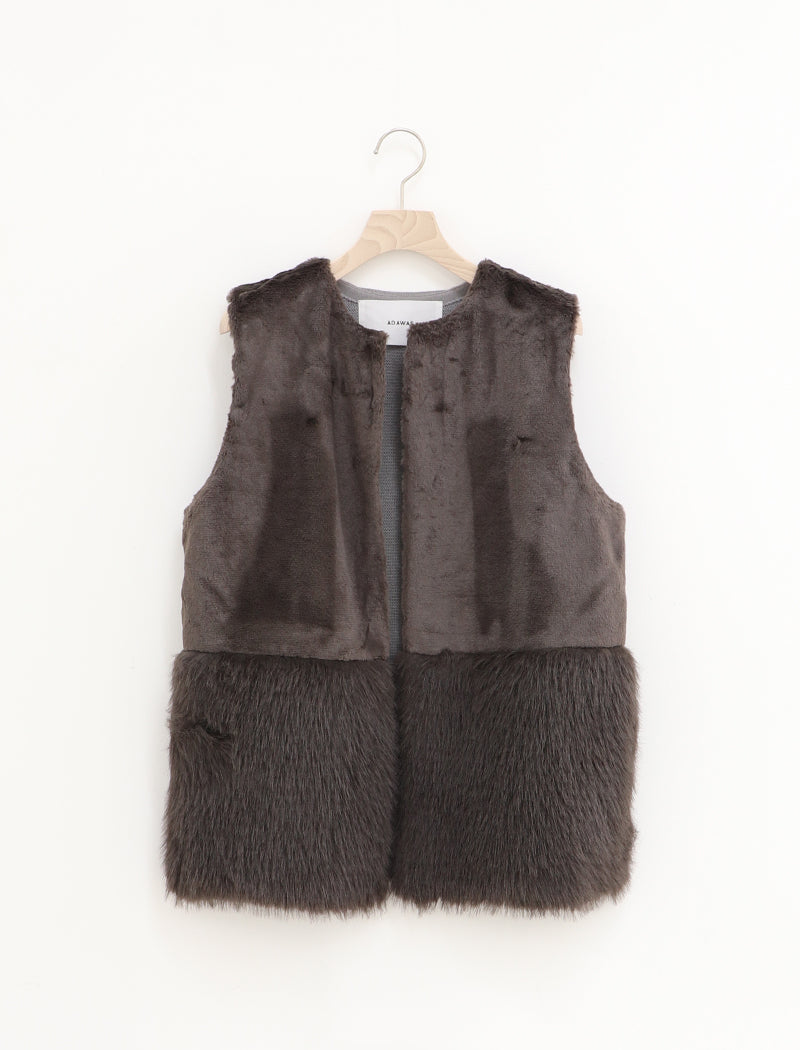 FAUX-FUR PANEL VEST