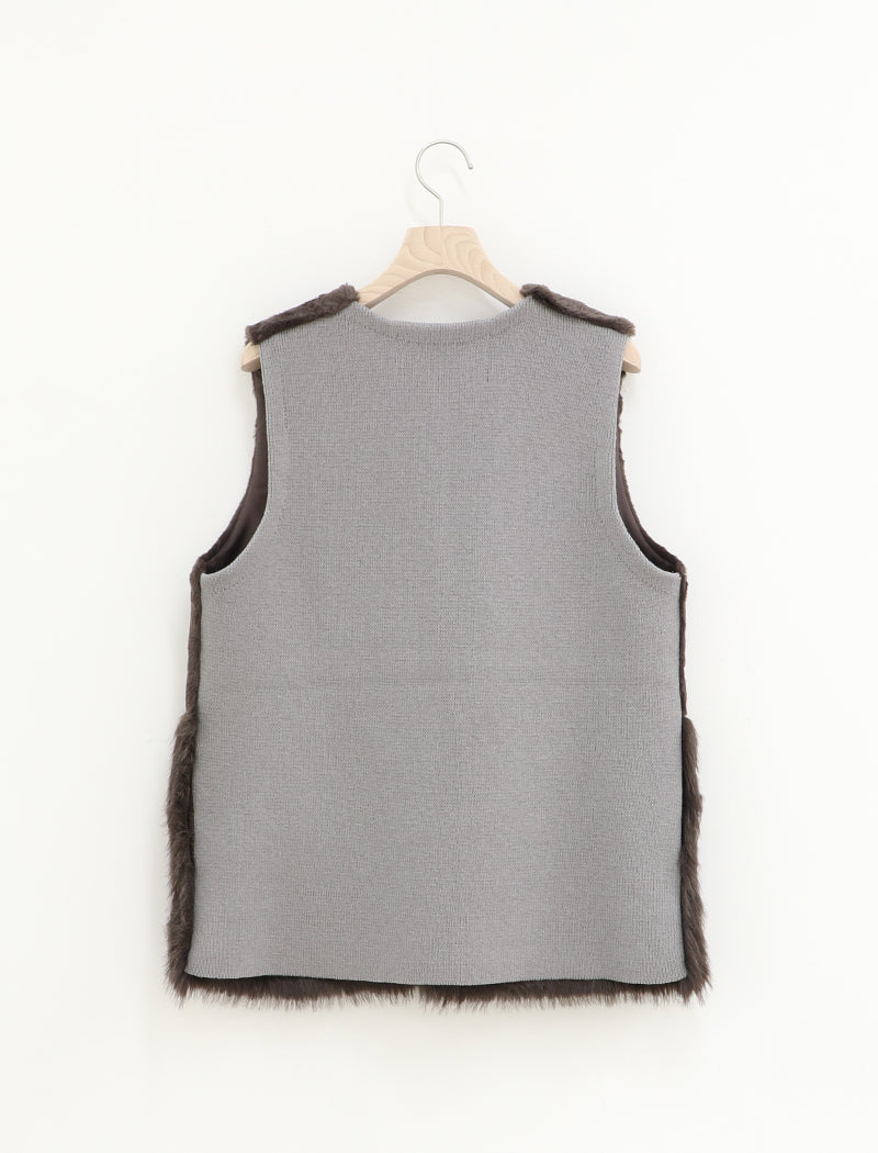 FAUX-FUR PANEL VEST