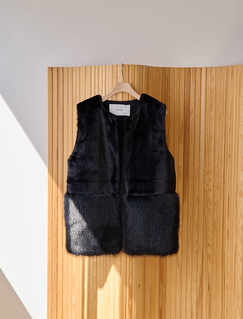 FAUX-FUR PANEL VEST