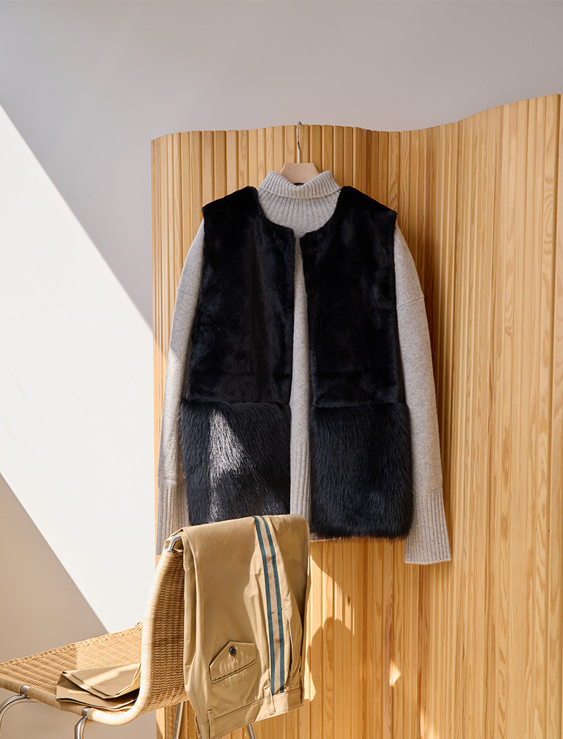 FAUX-FUR PANEL VEST