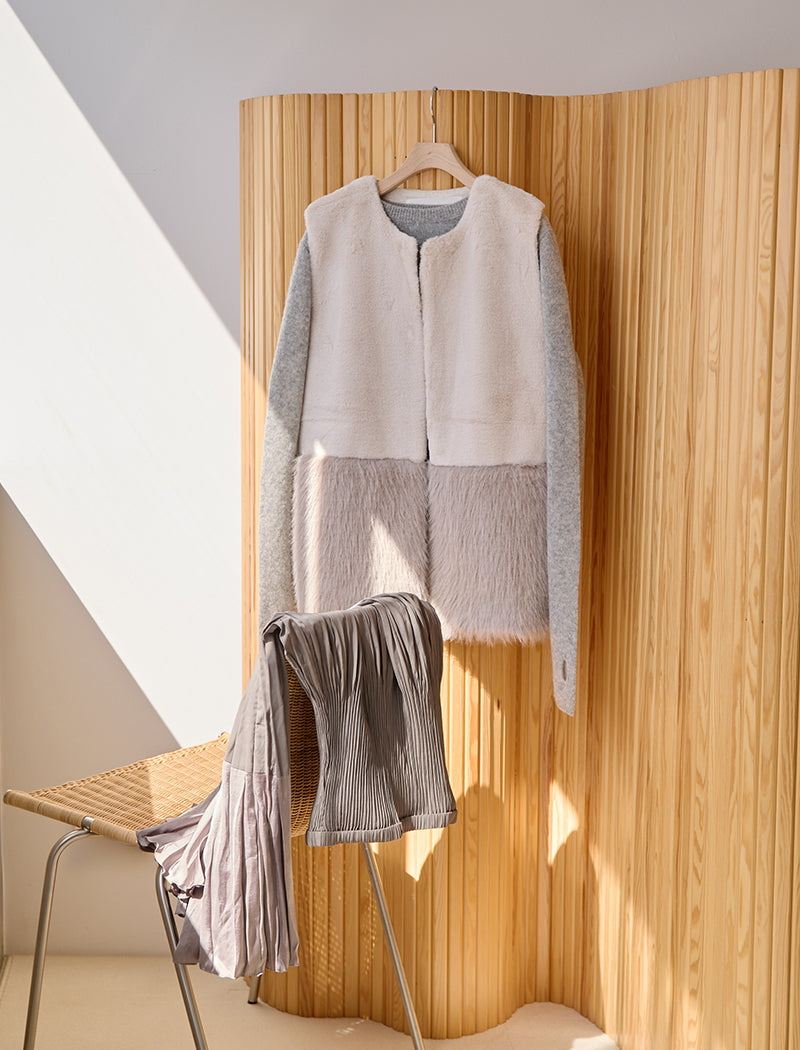 FAUX-FUR PANEL VEST