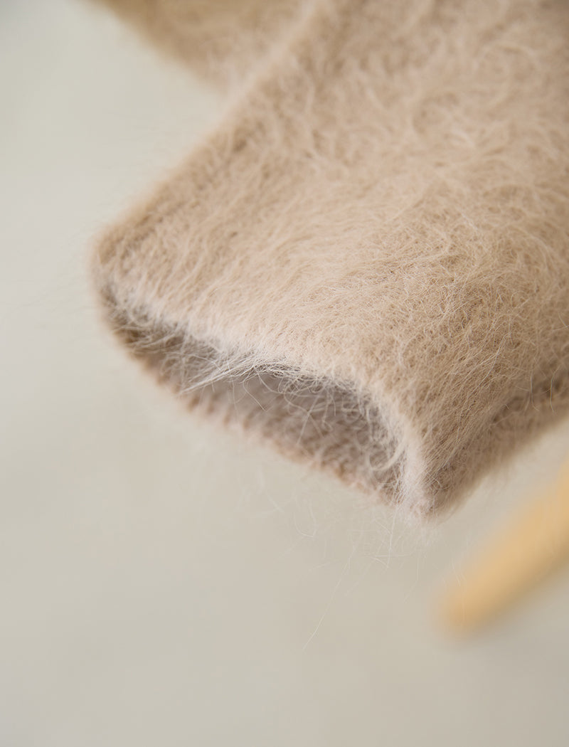 ALPACA FUR KNIT CARDIGAN