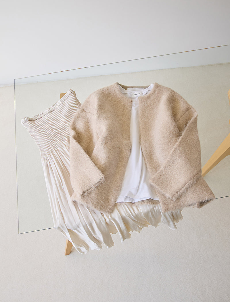 ALPACA FUR KNIT CARDIGAN