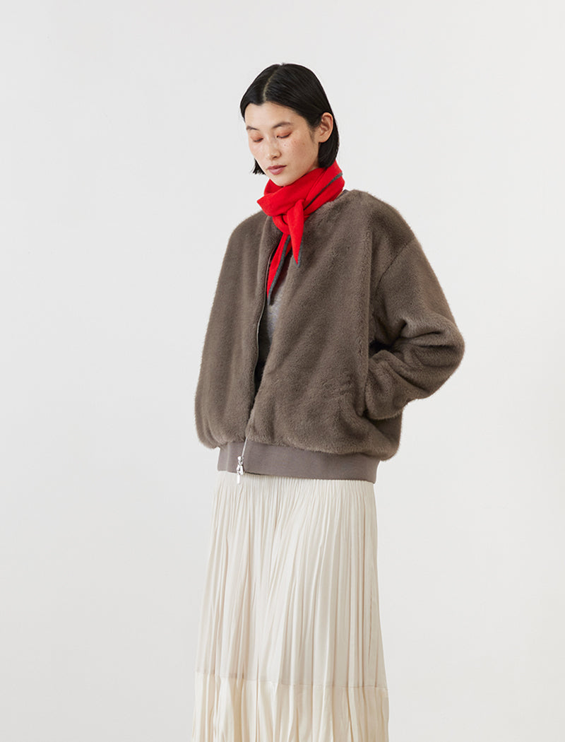 FAUX-MINK ZIP JACKET
