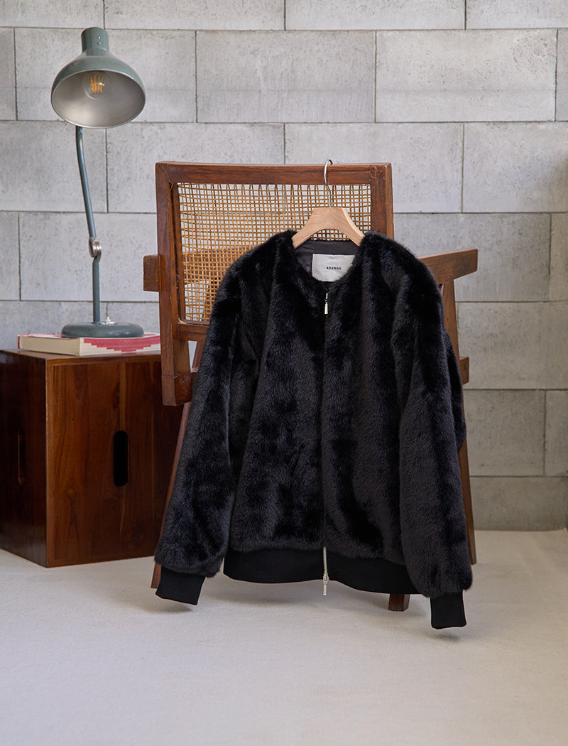 FAUX-MINK ZIP JACKET