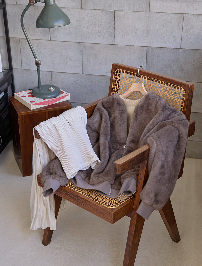 FAUX-MINK ZIP JACKET