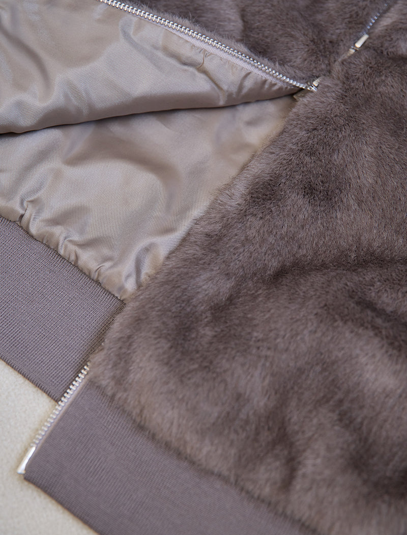 FAUX-MINK ZIP JACKET