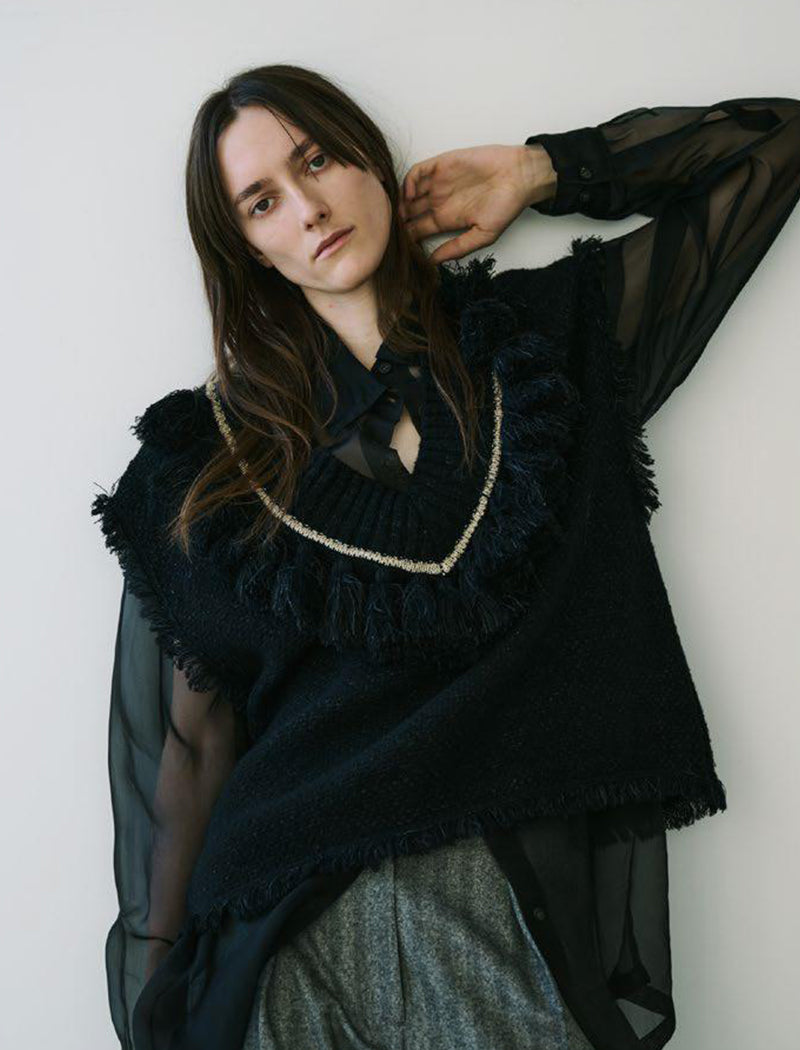 《ADAWAS/EZ》TWEED FRINGE VEST