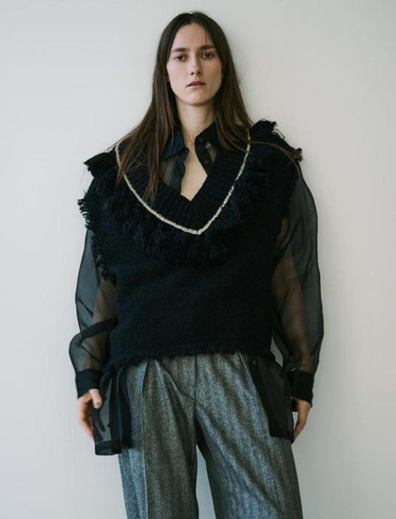 《ADAWAS/EZ》TWEED FRINGE VEST
