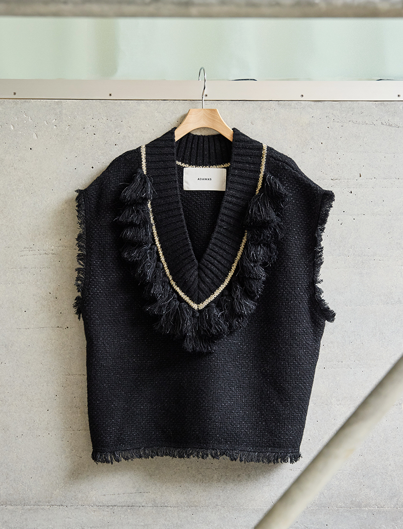 《ADAWAS/EZ》TWEED FRINGE VEST
