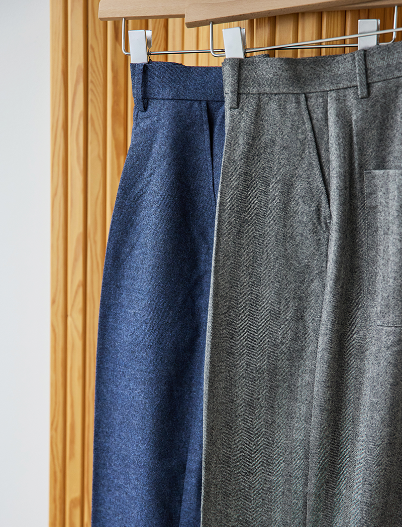 《ADAWAS/EZ》FLANNEL TURN-UP HEM TROUSER
