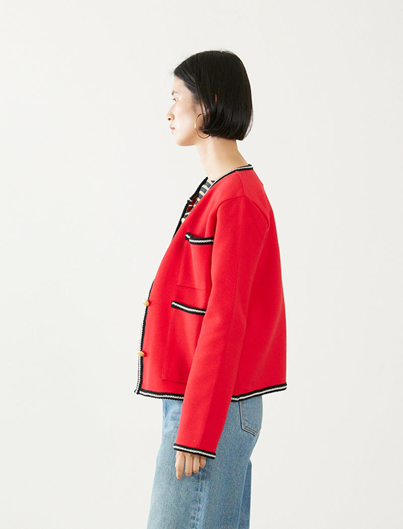 LIGHT INLAY KNIT TRIMMED JACKET