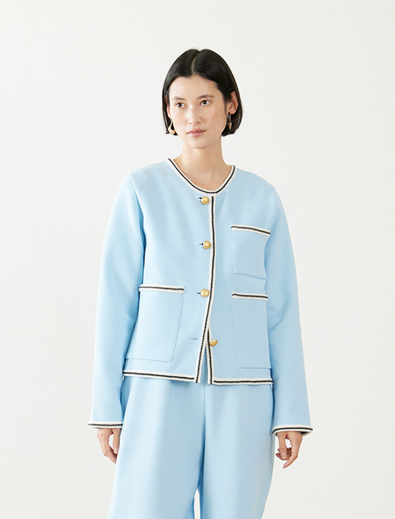 LIGHT INLAY KNIT TRIMMED JACKET