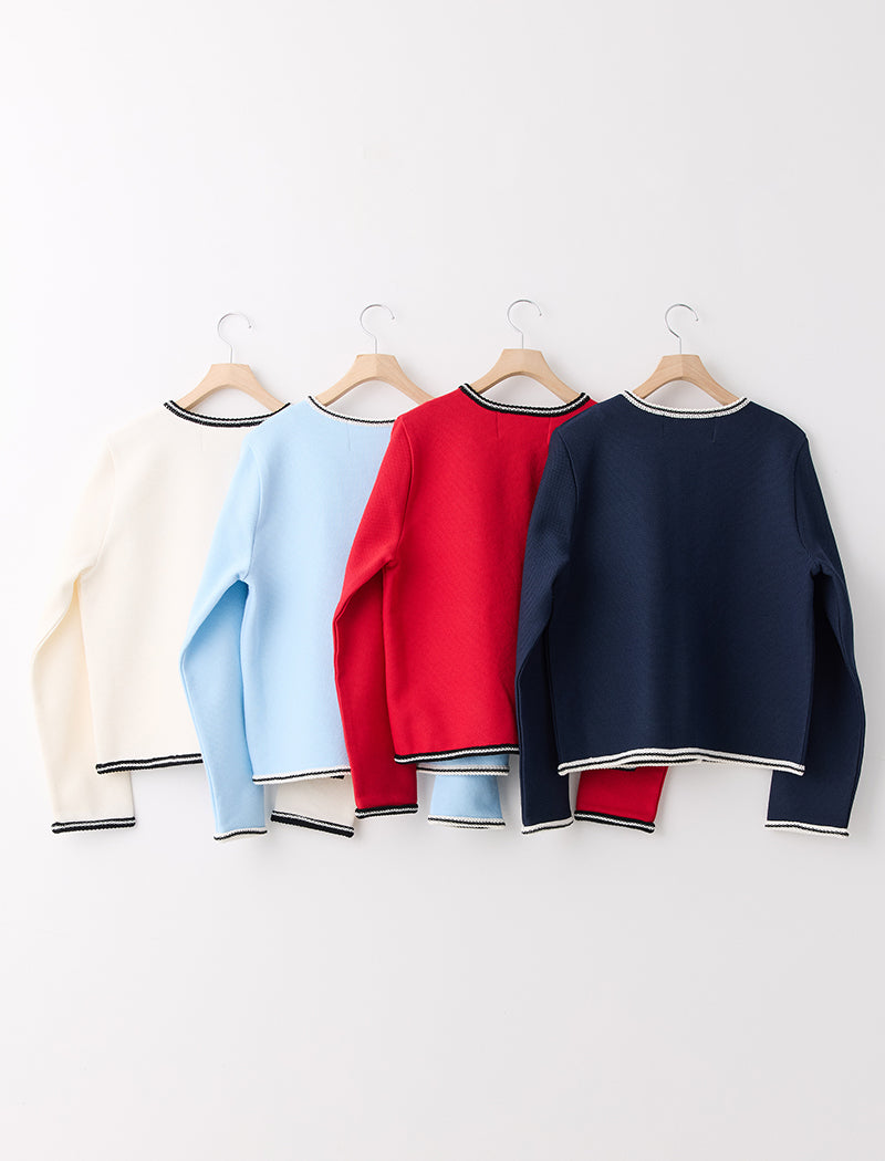 LIGHT INLAY KNIT TRIMMED JACKET