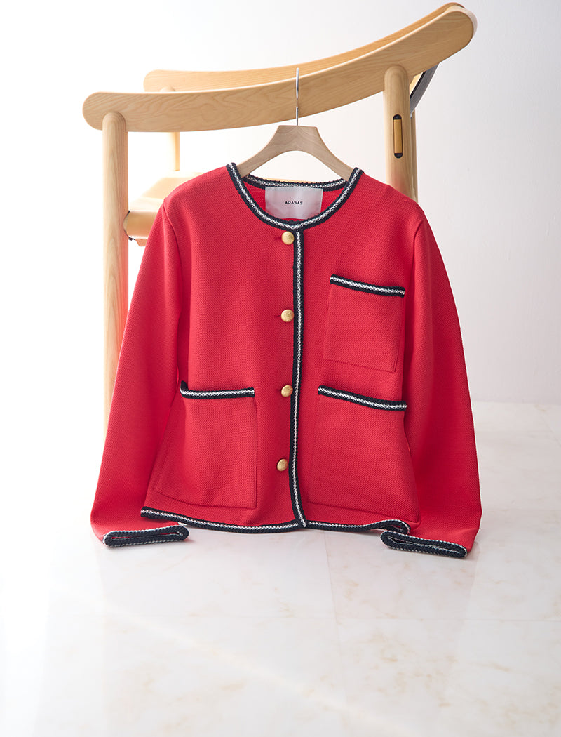 LIGHT INLAY KNIT TRIMMED JACKET