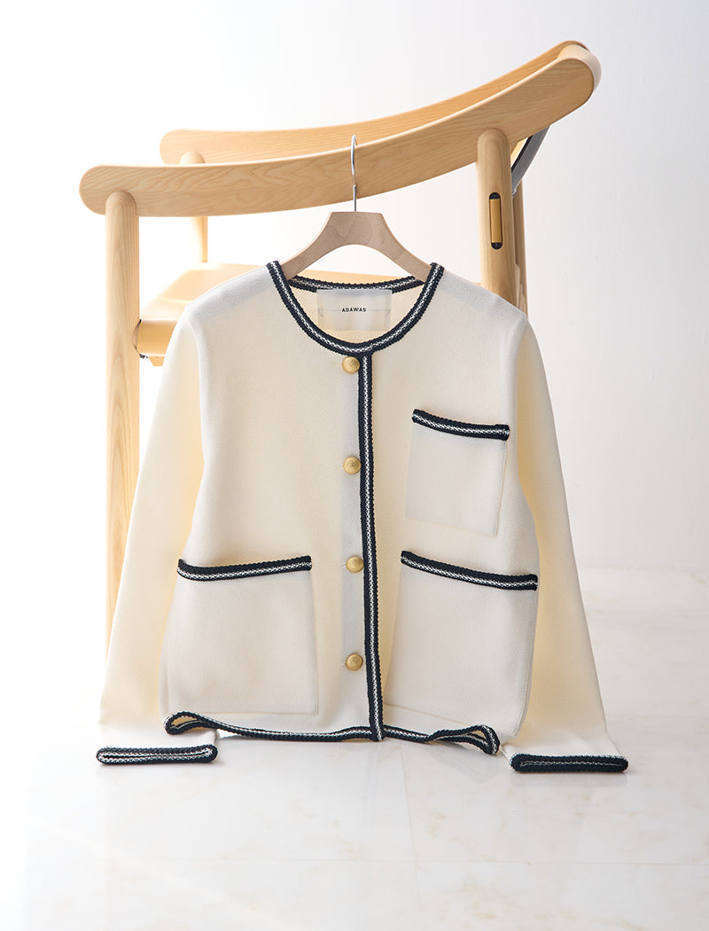 LIGHT INLAY KNIT TRIMMED JACKET