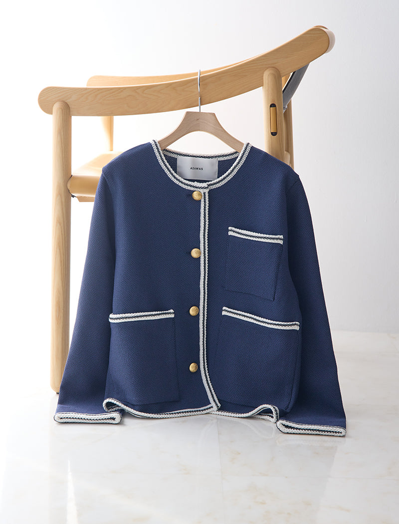 LIGHT INLAY KNIT TRIMMED JACKET