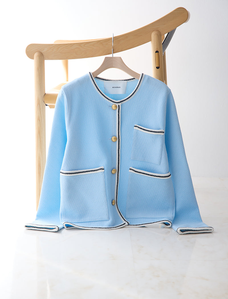LIGHT INLAY KNIT TRIMMED JACKET