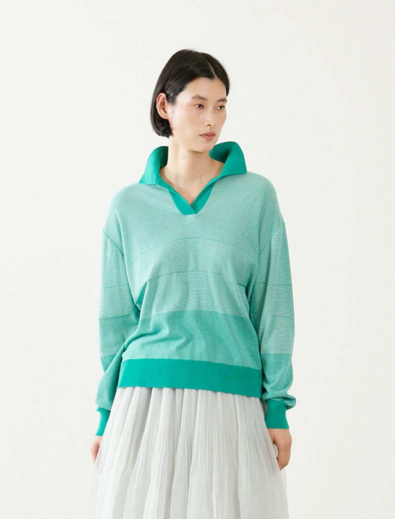 THIN STRIPE SPLIT-NECK POLO
