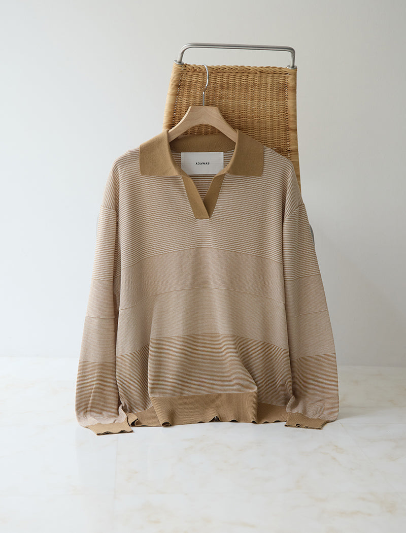 THIN STRIPE SPLIT-NECK POLO