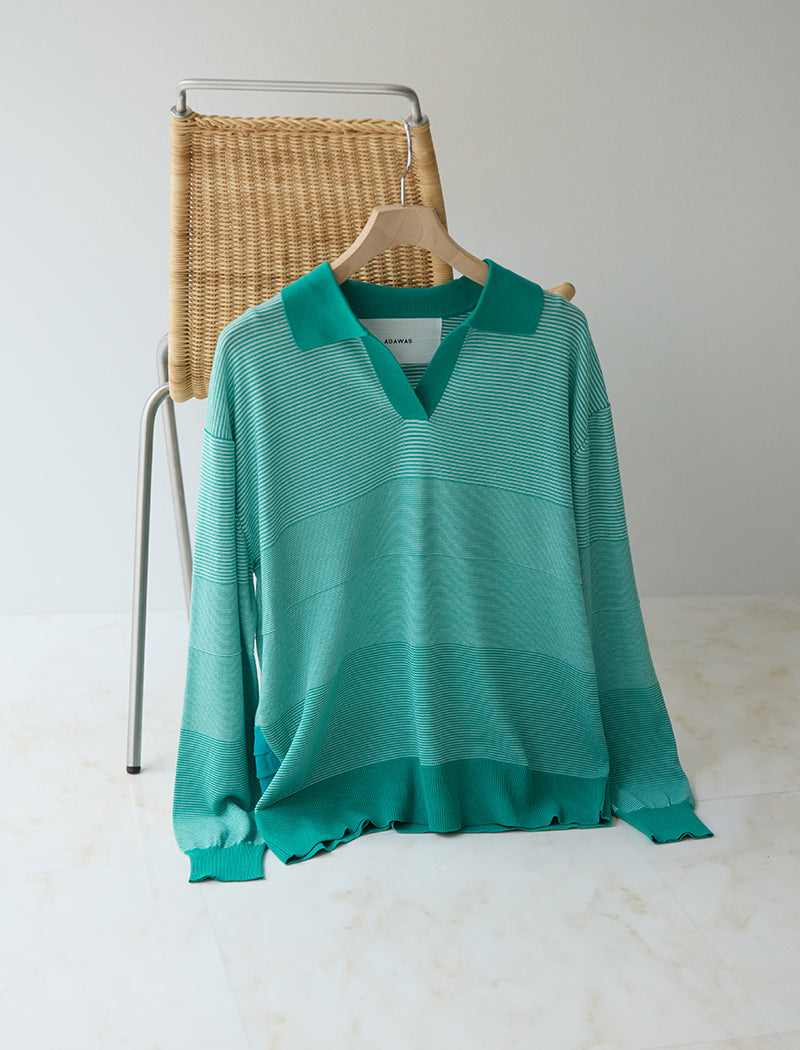 THIN STRIPE SPLIT-NECK POLO