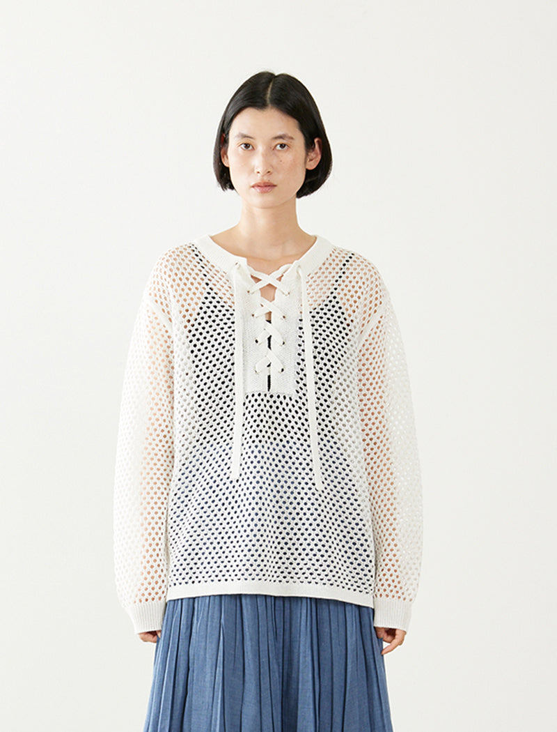 MESH LACE-UP TOP