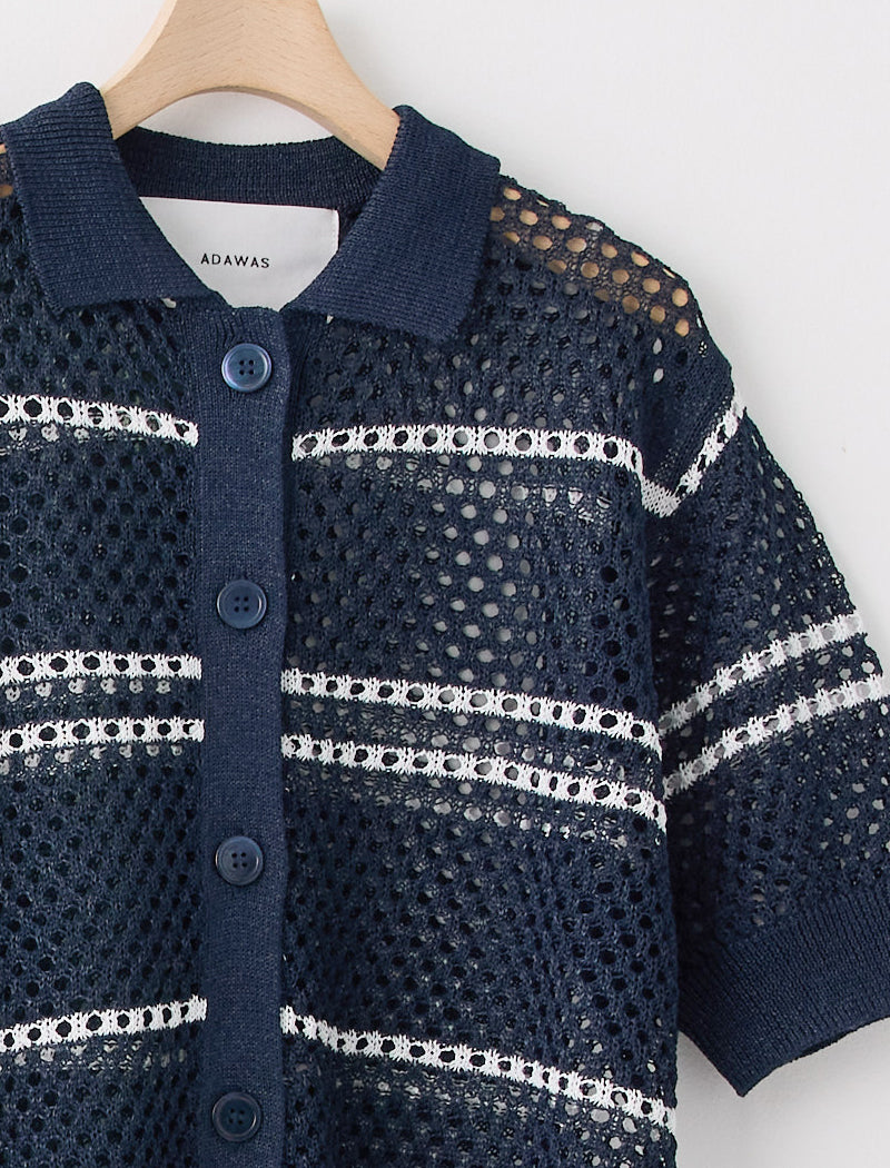 MESH POLO-CARDIGAN