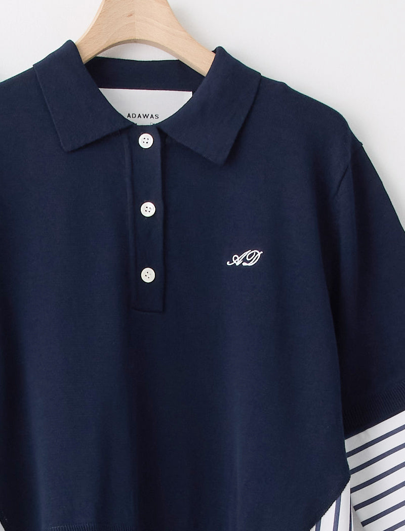 STRIPED POPLIN-TRIM DRESS