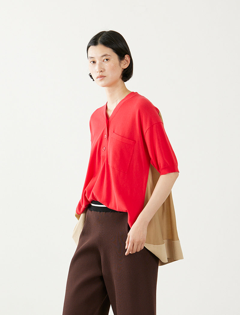 COTTON KNIT HENLEY TOP