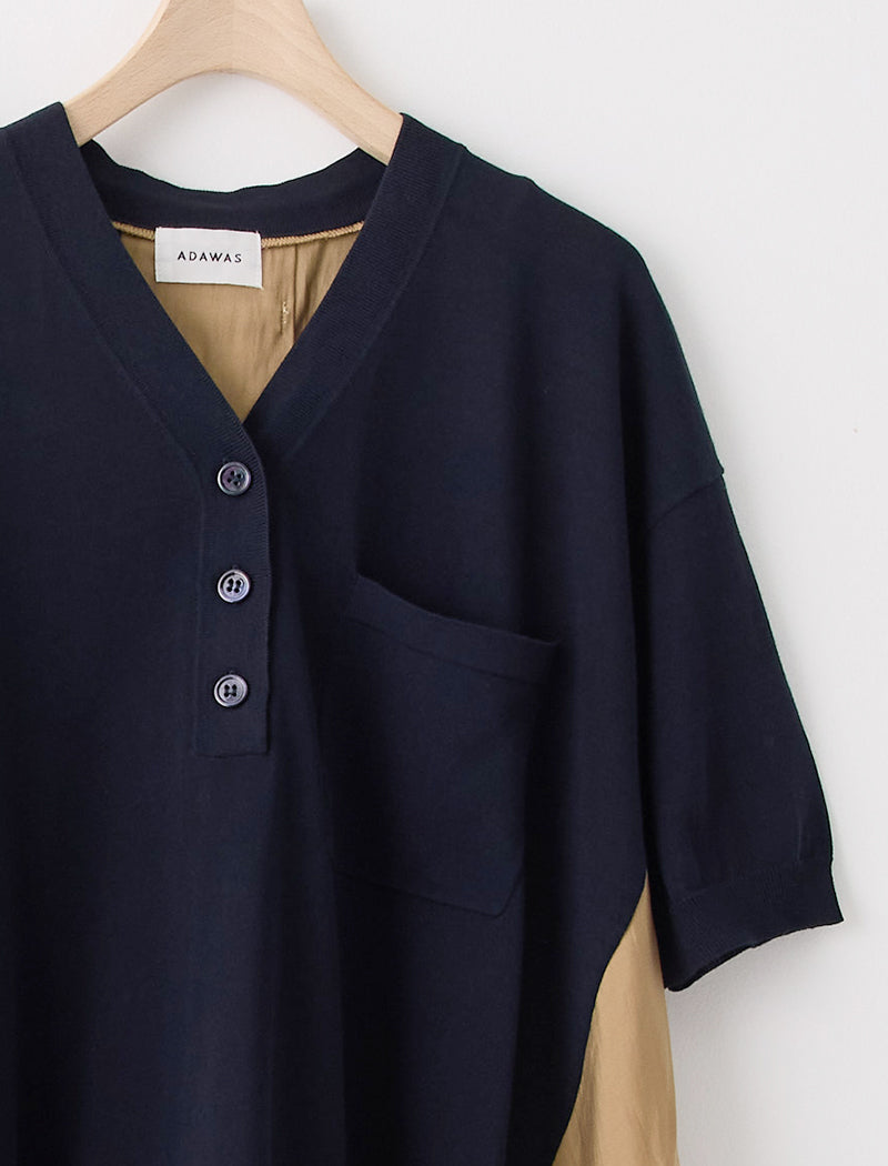 COTTON KNIT HENLEY TOP