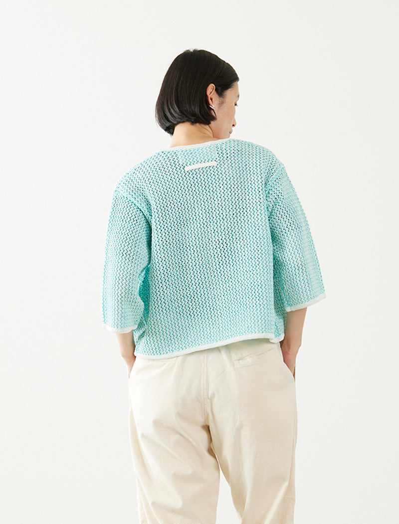 LINEN BLENDED MESH CARDIGAN