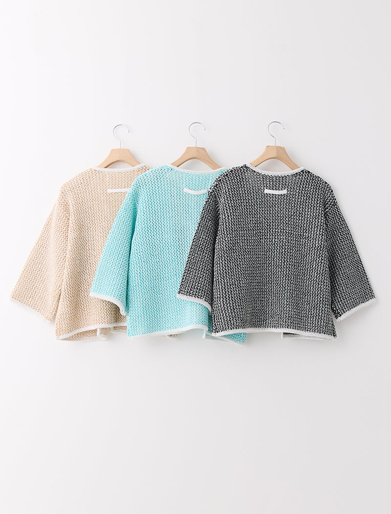 LINEN BLENDED MESH CARDIGAN