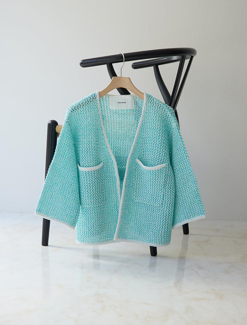 LINEN BLENDED MESH CARDIGAN