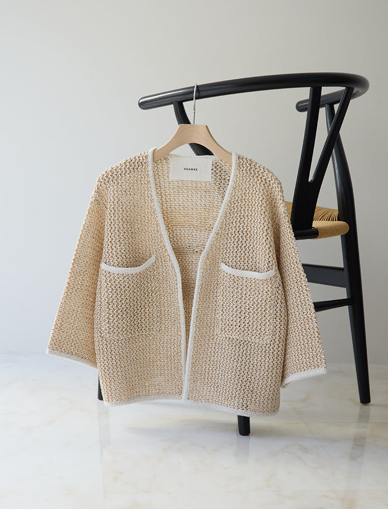 LINEN BLENDED MESH CARDIGAN