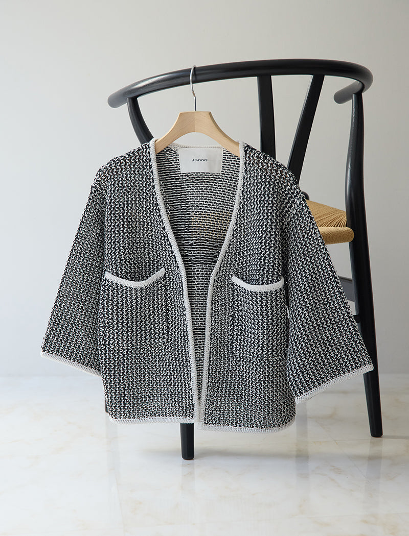 LINEN BLENDED MESH CARDIGAN