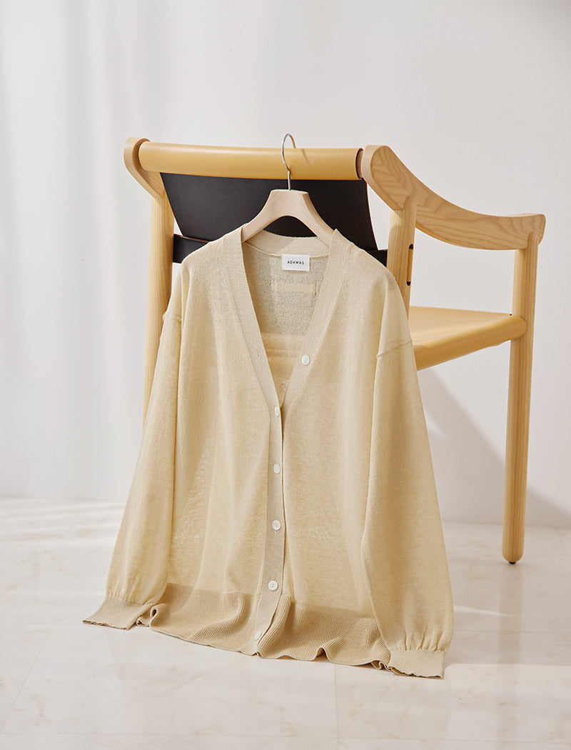 SEMI SHEER LINEN BLEND CARDIGAN