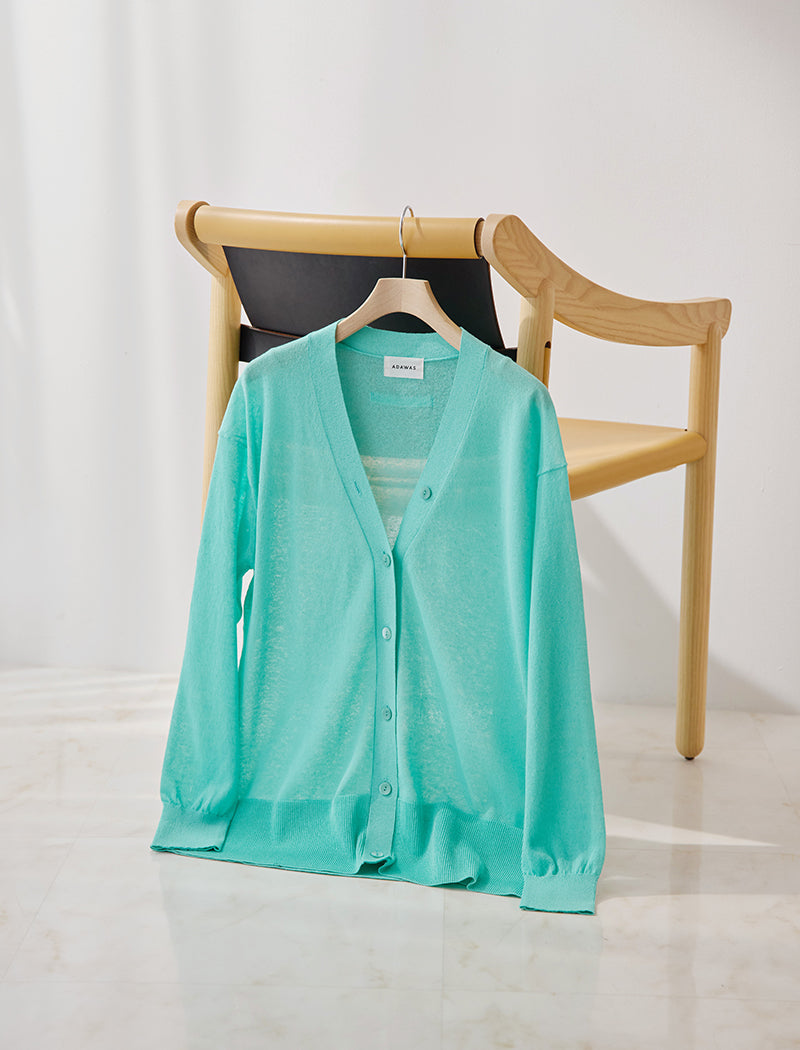SEMI SHEER LINEN BLEND CARDIGAN