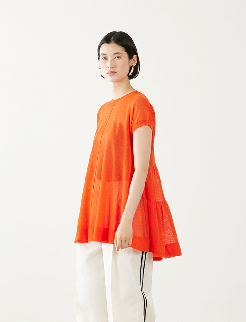 SEMI SHEER LINEN BLEND FLARED TOP