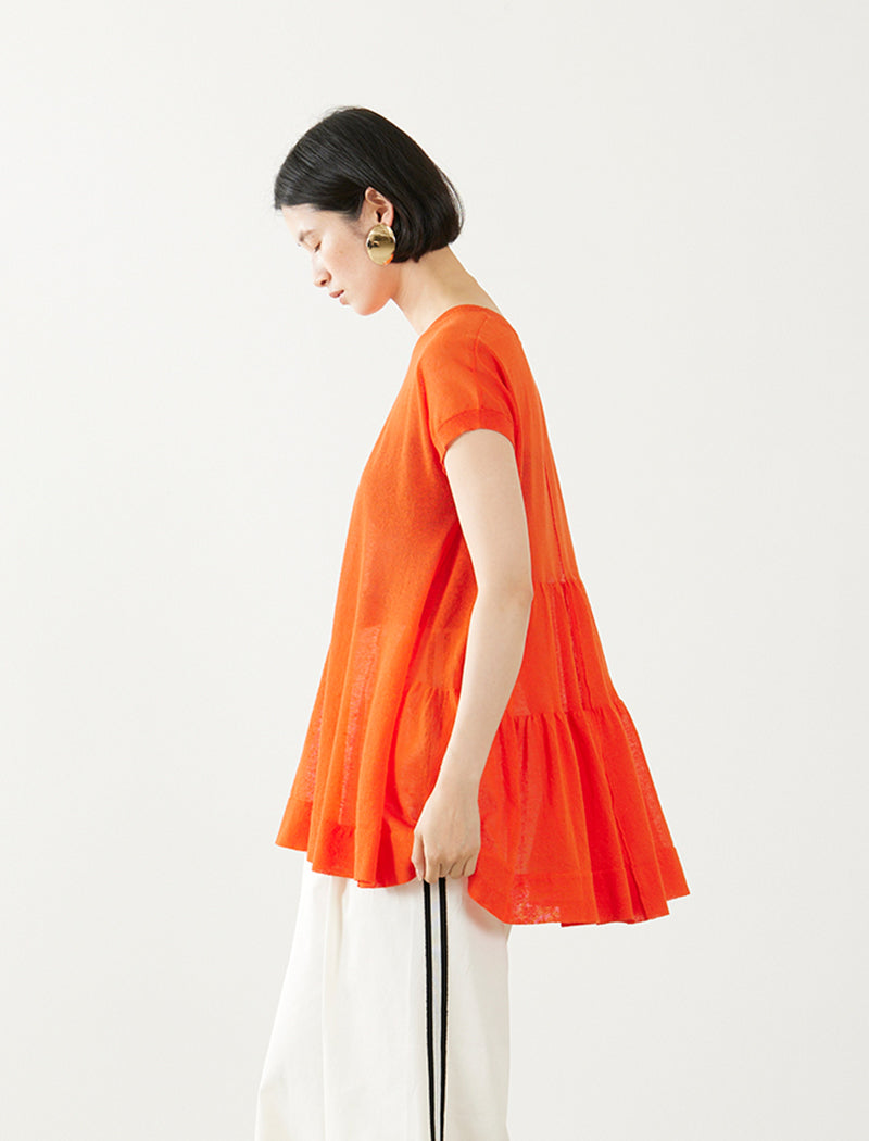 SEMI SHEER LINEN BLEND FLARED TOP