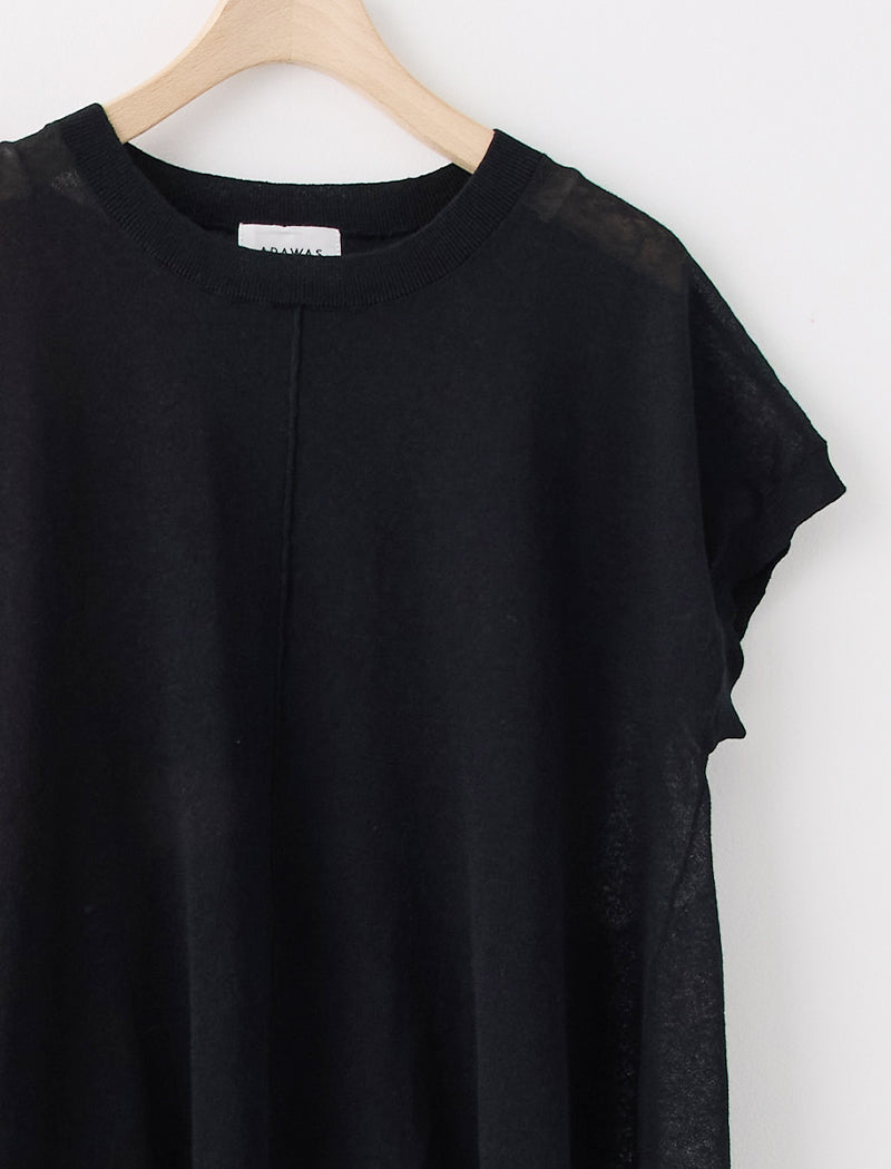 SEMI SHEER LINEN BLEND FLARED TOP