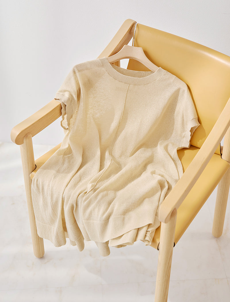 SEMI SHEER LINEN BLEND FLARED TOP