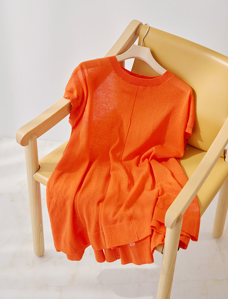 SEMI SHEER LINEN BLEND FLARED TOP